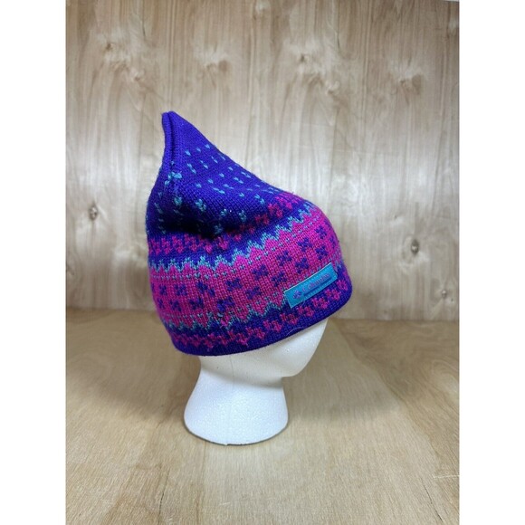Columbia Unisex Wool Blend Hat Purple, Pink, Blue Ski Winter Cap RN 69724 - Picture 2 of 8